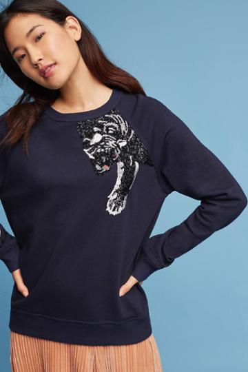 Uzma Bozai Embellished Panther Sweater