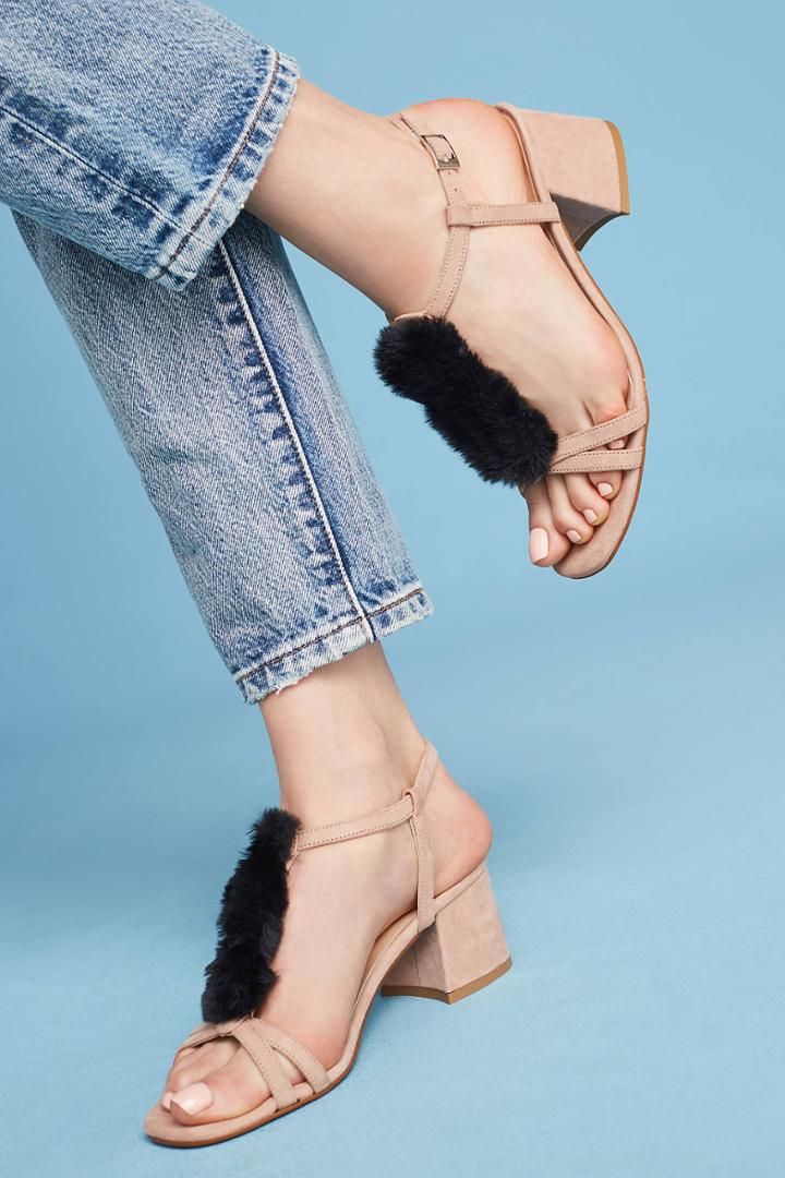 Elysess Faux Fur T-strap Heels