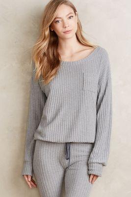 Eberjey Ribbed Pullover Grey