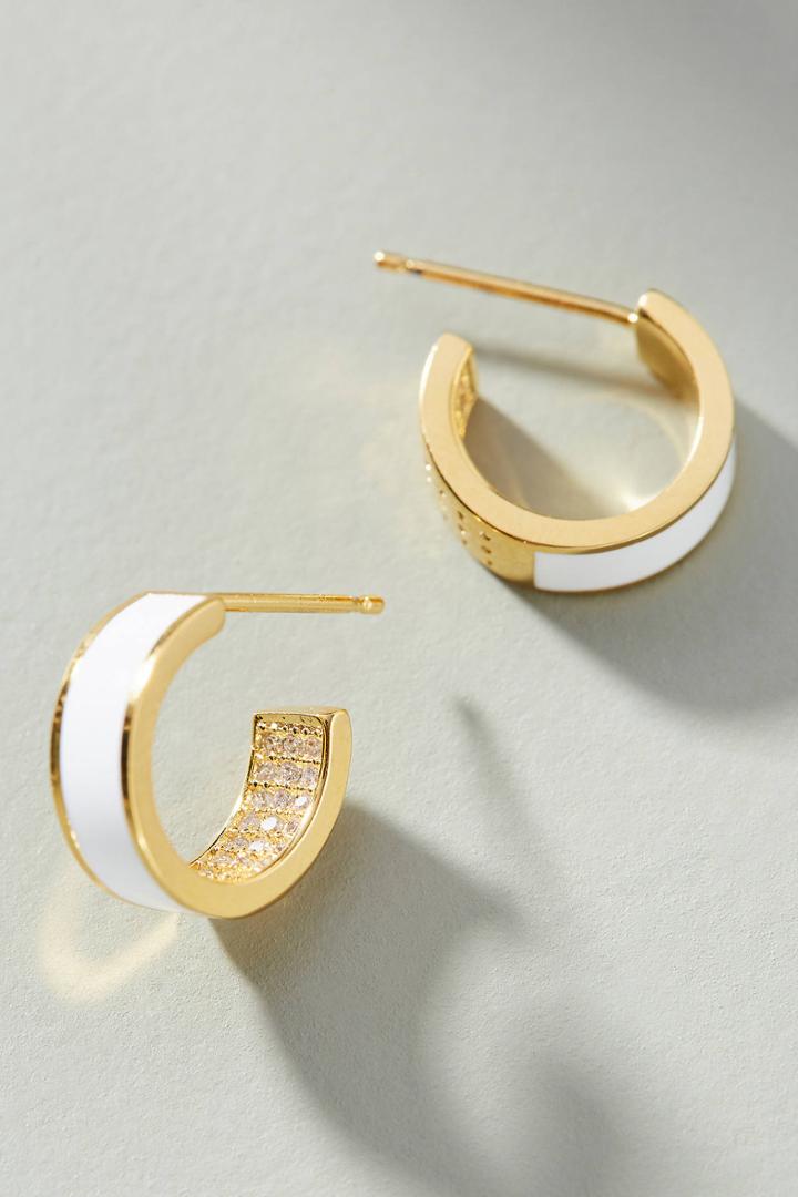 Anthropologie Breanna Enamel Hugger Hoop Earrings
