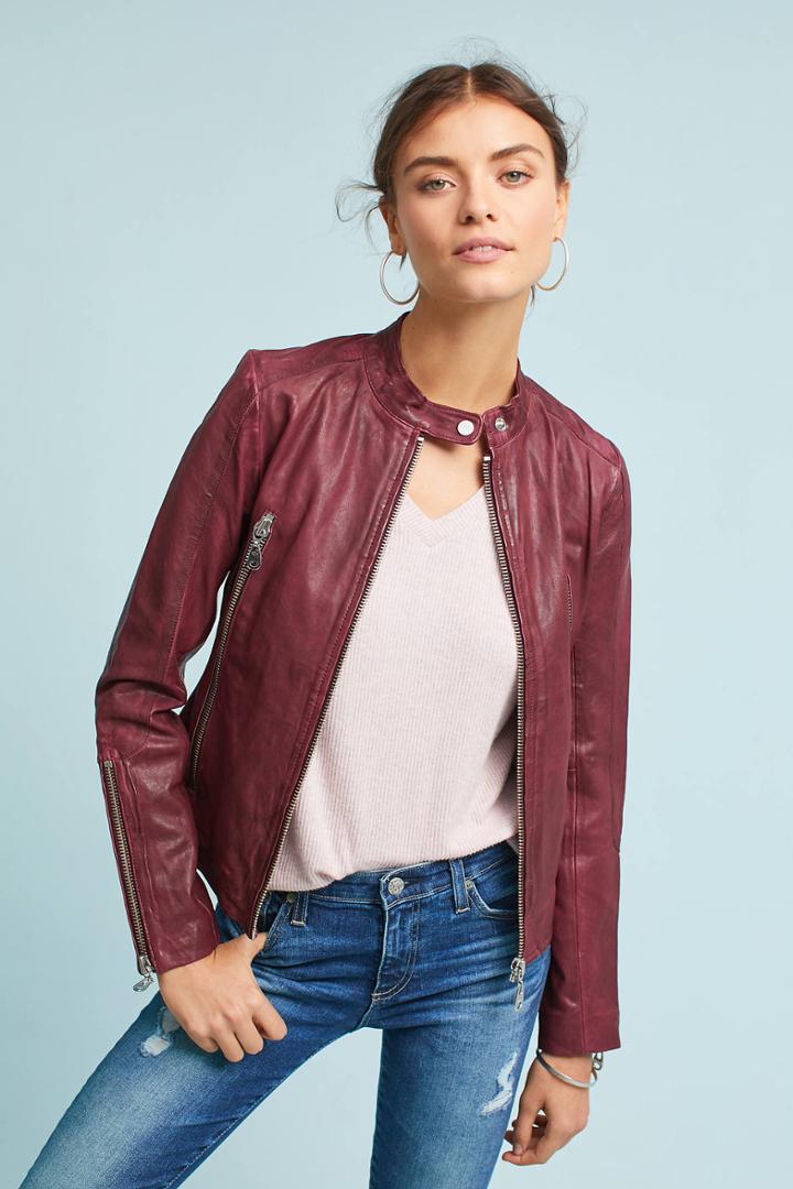 Anthropologie Doma Zip-front Leather Jacket