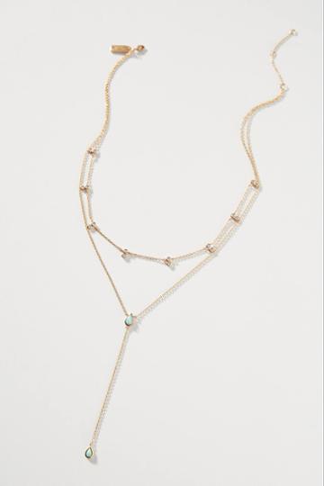 Elizabeth Stone Lariat Layered Necklace