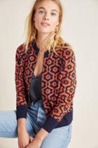 Anthropologie Bonnie Floral Knit Bomber Jacket