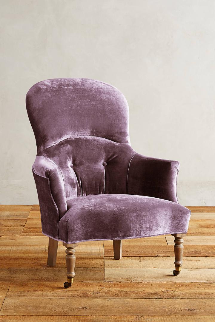 Anthropologie Slub Velvet Parker Armchair