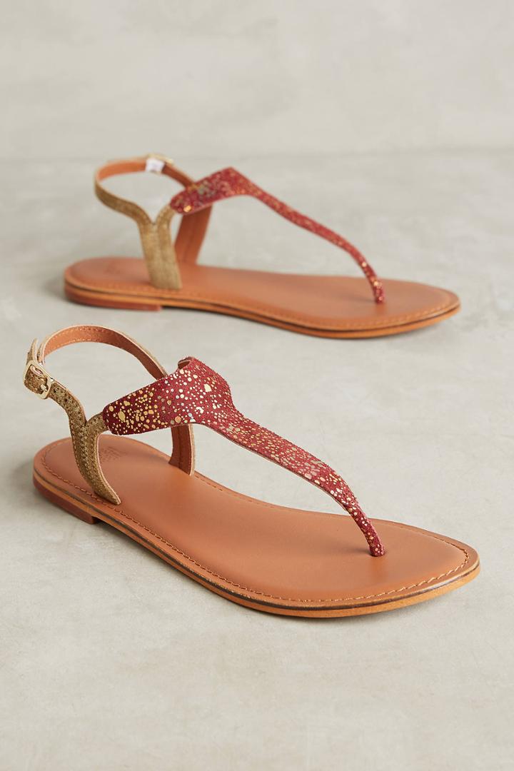 Tangerine Metallic Leather Sandals