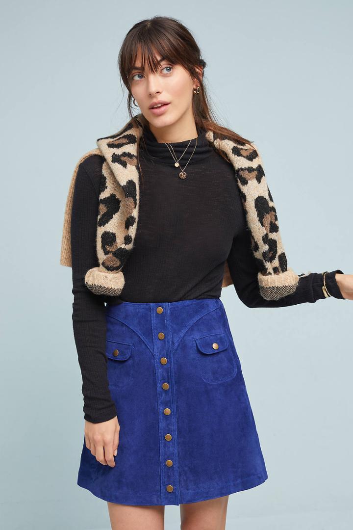 Anthropologie Button-front Mini Skirt