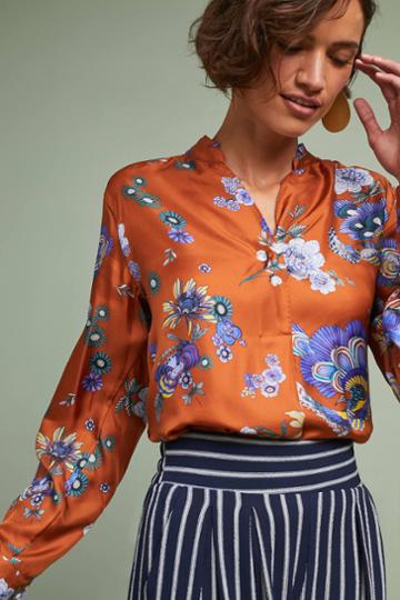 Le Sarte Pettegole Cervara Floral Silk Blouse