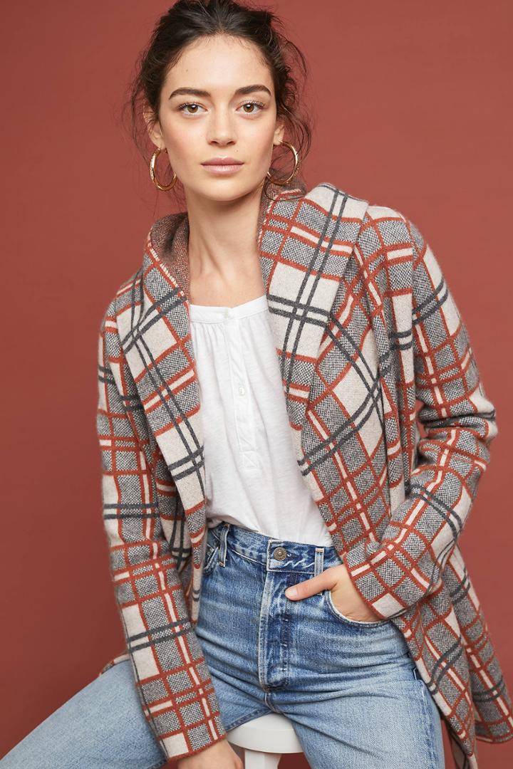 Field Flower Plaid Wool Coat