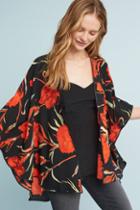 Anthropologie Red Roses Kimono