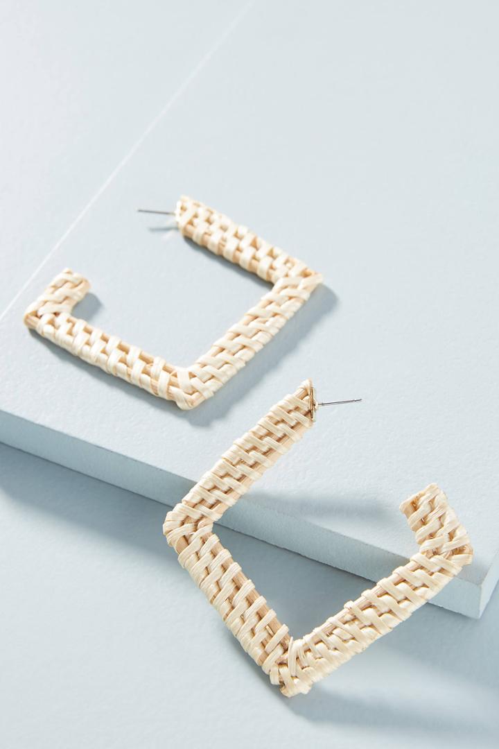 Anthropologie Celeste Wicker Hoop Earrings