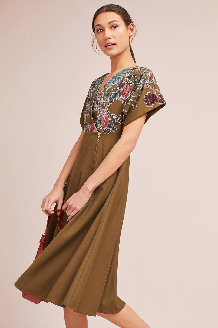 Hemant & Nandita Velvet Floral Midi Dress