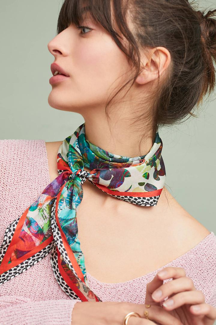 Anthropologie Watercolor Silk Kerchief Scarf