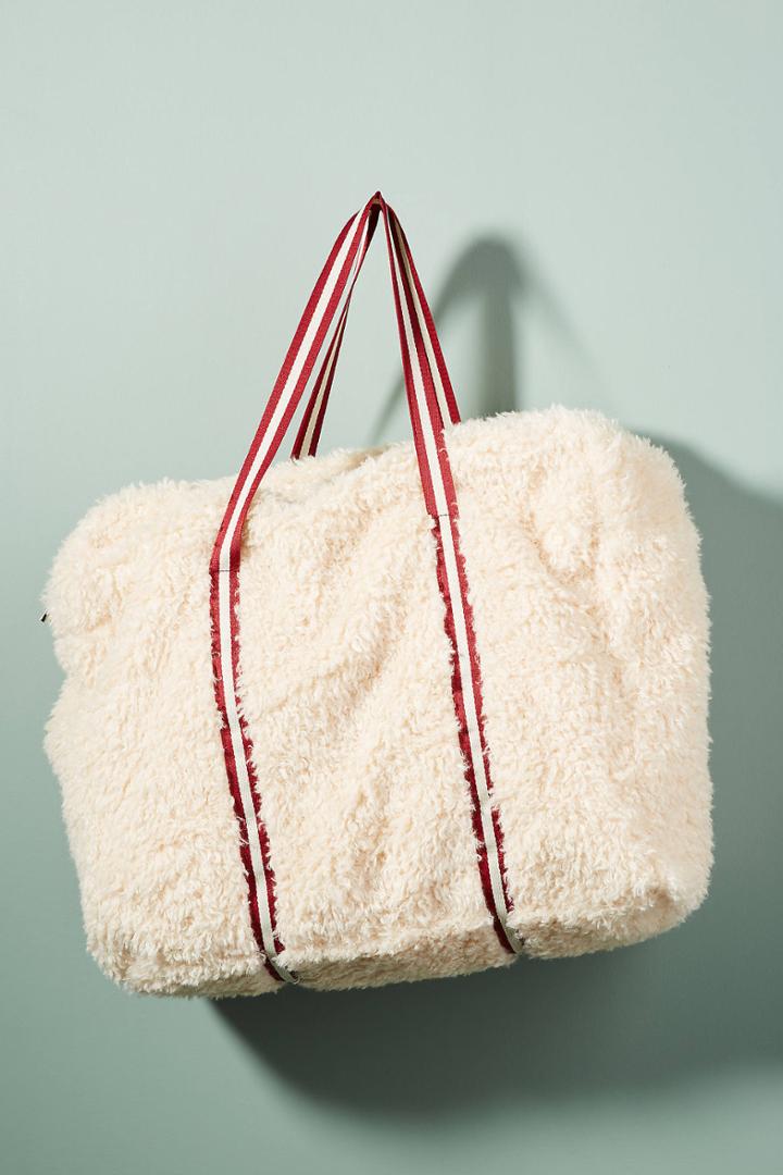 Anthropologie Oversized Shearling Tote Bag