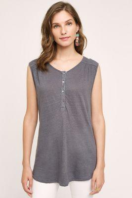 Velvet By Graham And Spencer Linen Henley Tank