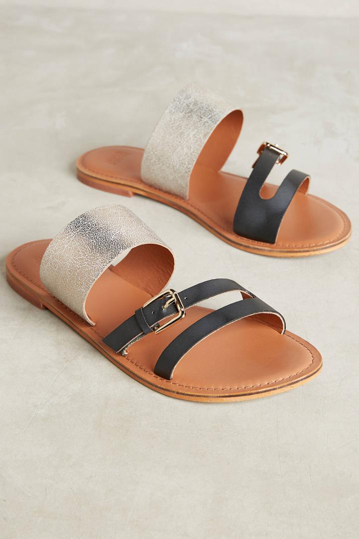 Tangerine Strappy Slide Sandals
