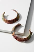 Nora Lozza Snake-printed Leather Hoop Earrings