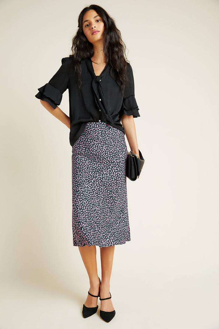 La Vie By Rebecca Taylor Wild Rose Bias Midi Skirt
