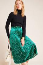 Maeve Carly Pleated Velvet Midi Skirt