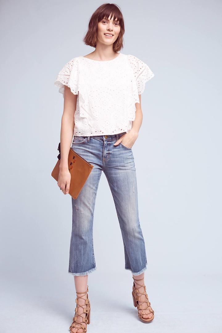 Current/elliott High-rise Cropped Flip-flop Fray Jeans