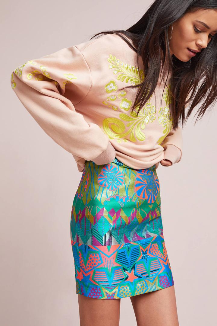 Cynthia Rowley Brocade High-waisted Mini Skirt