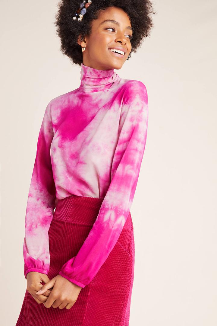 Nude Halsey Tie-dyed Silk Turtleneck
