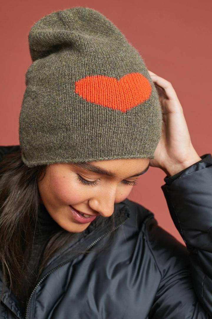 Kitted In Cashmere X Anthropologie Heart To Heart Cashmere Beanie