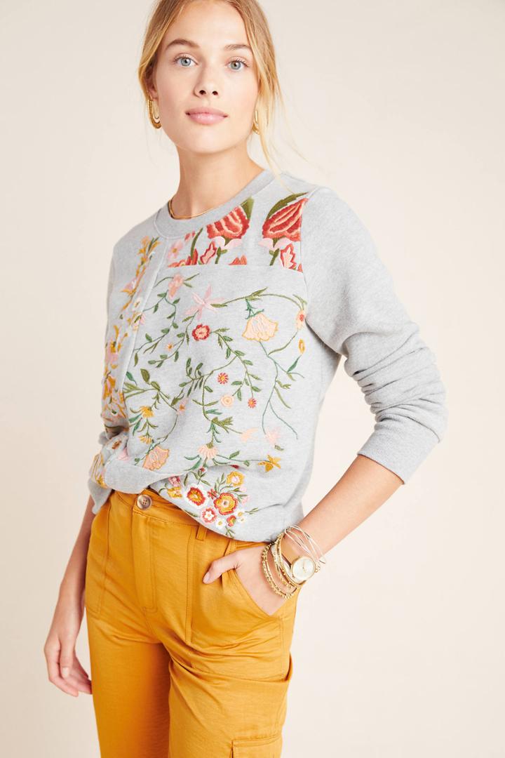 Maeve Marcie Embroidered Sweatshirt