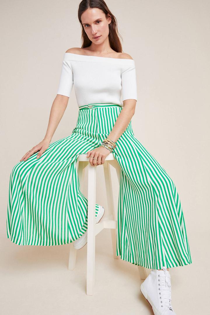 Anthropologie Mackenzie Striped Wide-leg Pants