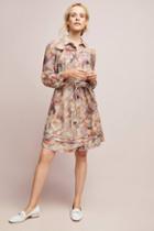 Burning Torch Watercolor Silk Shirtdress