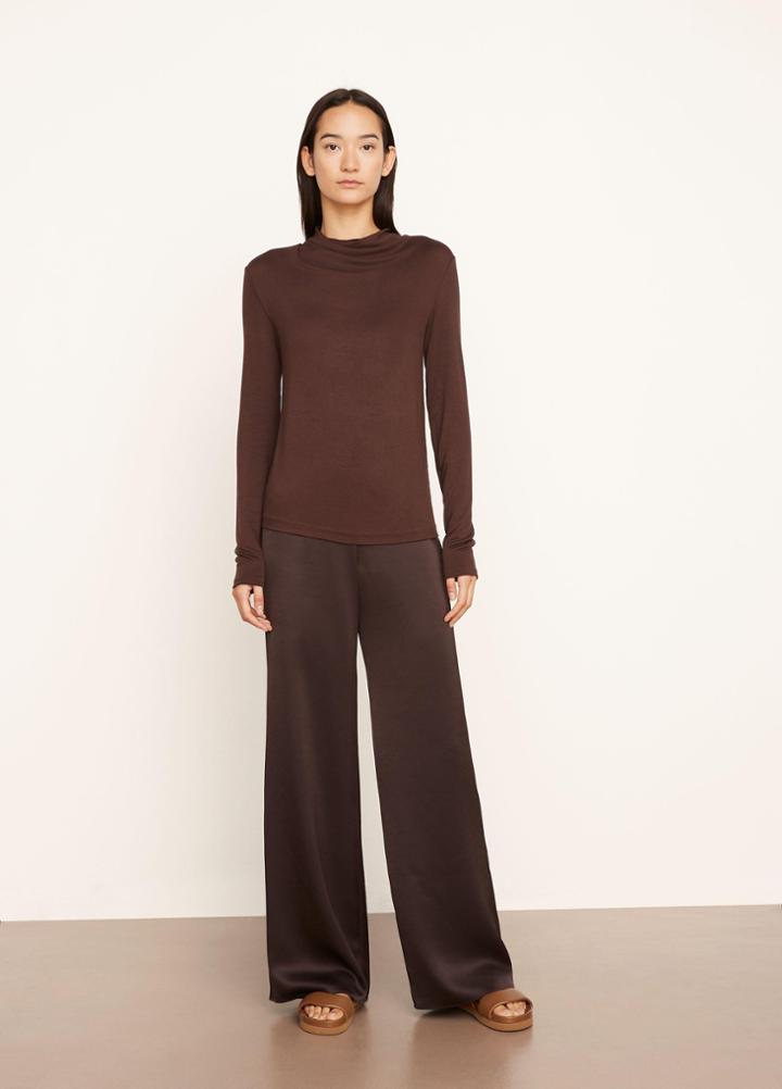 Vince Draped Cowl Neck Long Sleeve Blouse