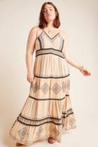 Anthropologie Robin Embroidered Maxi Dress
