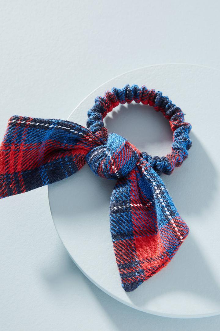 Anthropologie Polly Plaid Bow Ponytail Holder