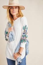Anthropologie Effie Embroidered Thermal Tee