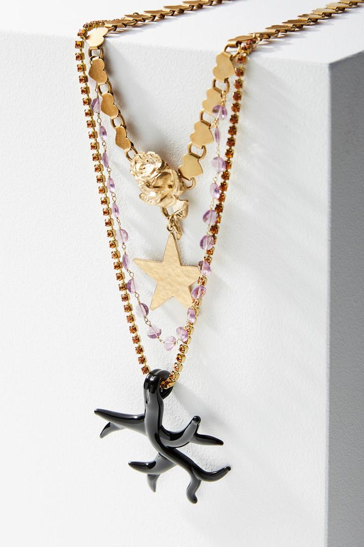 Katerina Psoma Coral Charm Layered Necklace