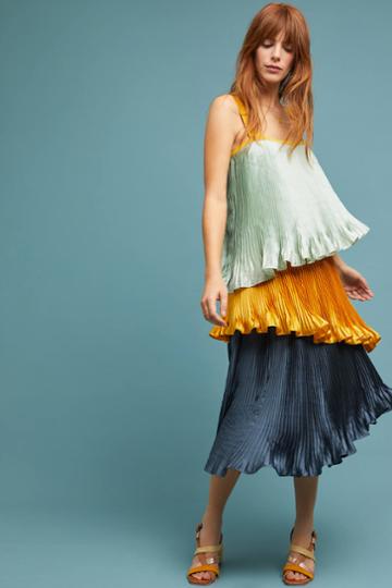 Guapa Pleated Colorblock Dress