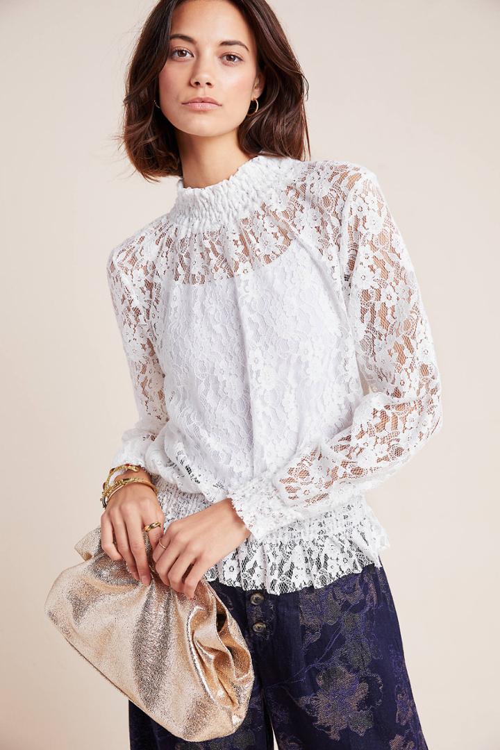 Amadi Diana Mock-neck Lace Blouse