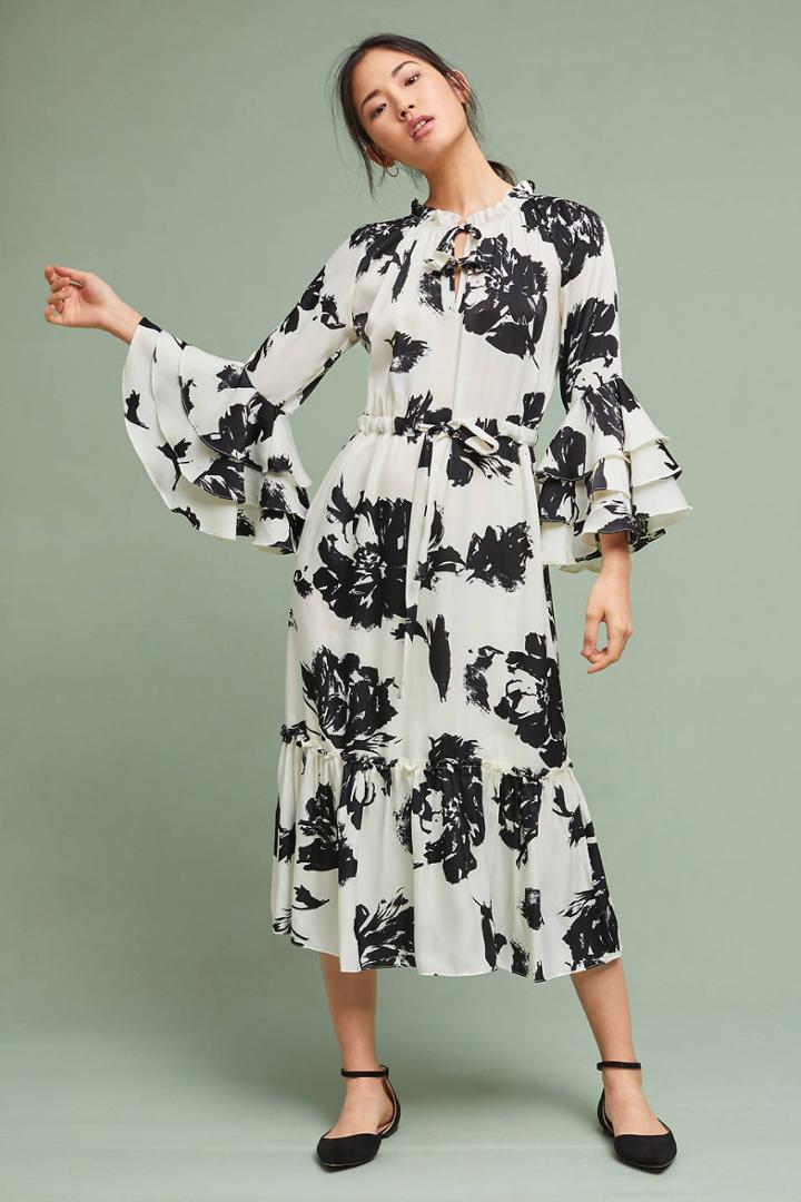 Misa Floral Flared-sleeve Dress