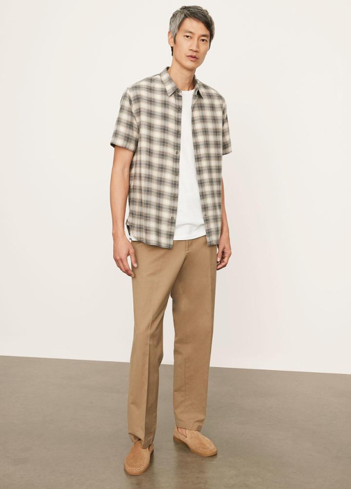 Vince Ocean View Plaid Short Sleeve