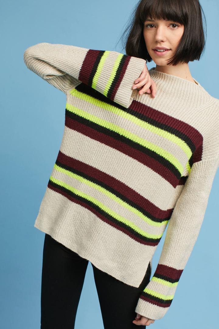 Moth Striped Mock Neck Sweater
