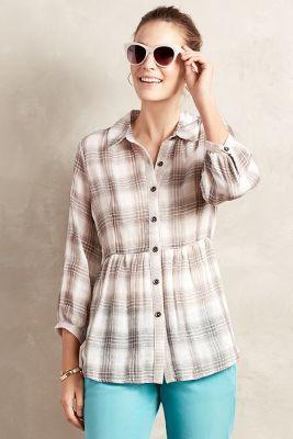 Ella Mara Plaid Peplum Buttondown