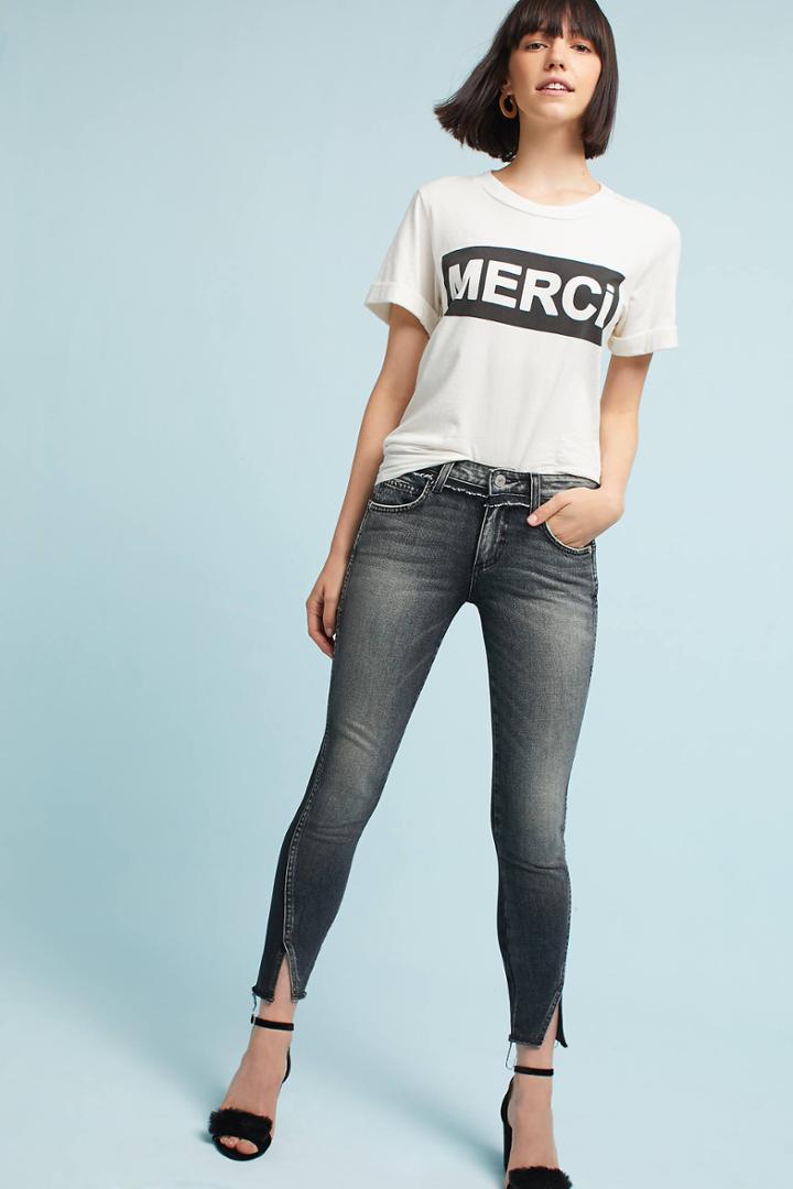 Amo Two Tone Twist Mid-rise Skinny Cropped Jeans