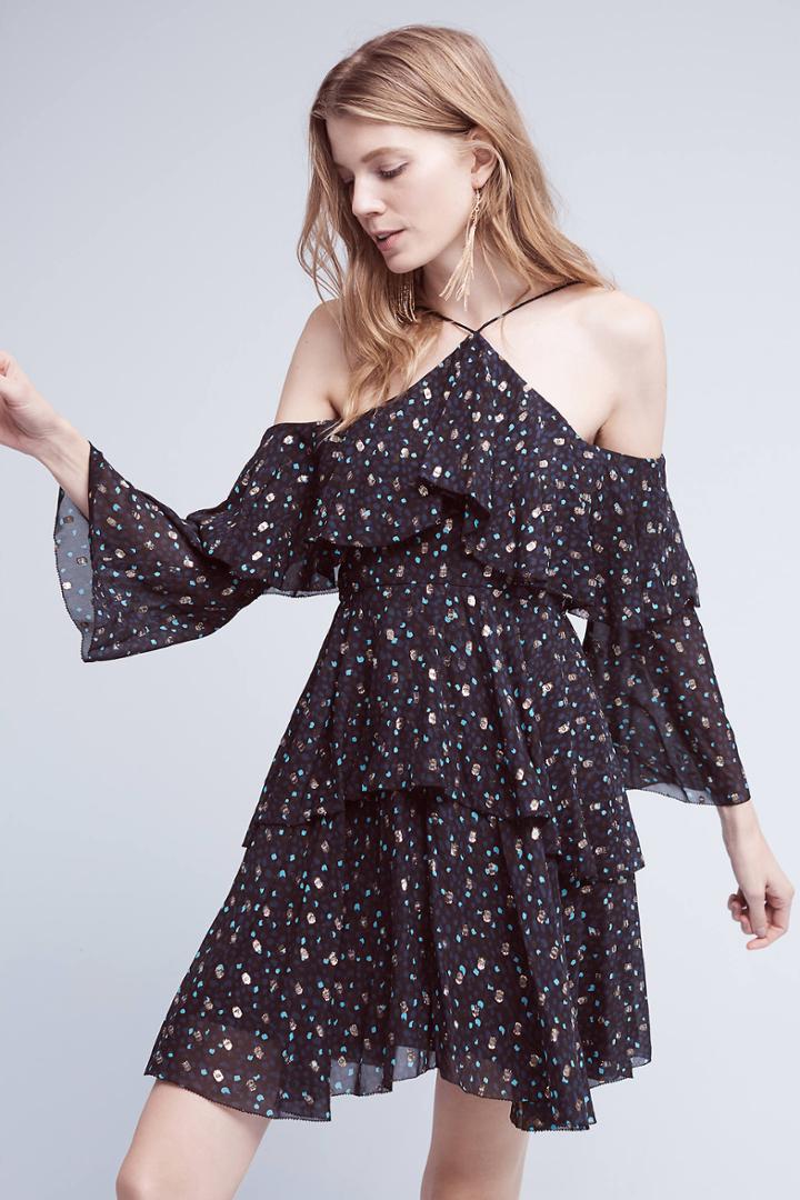 Cynthia Rowley Shimmered Open-shoulder Dress