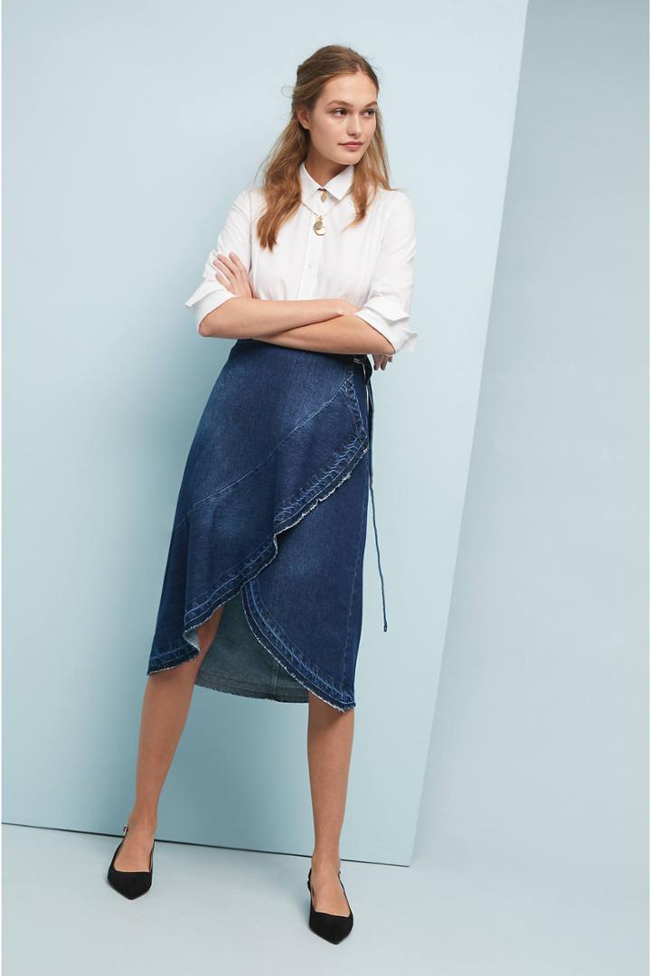 Ottod'ame Turner Denim Wrap Skirt