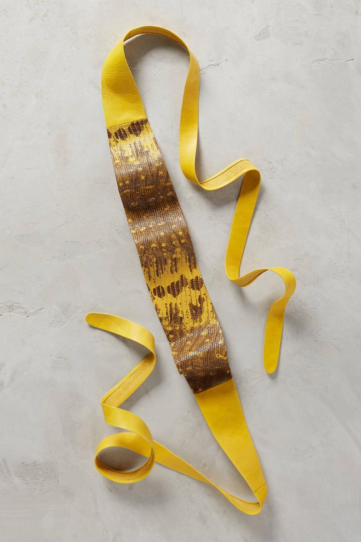 Anthropologie Citrine Snake-printed Wrap Belt