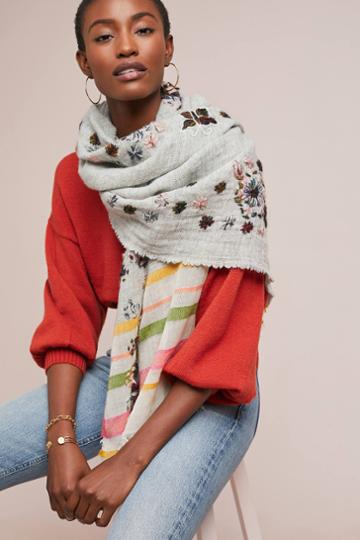 Chaka Embroidered Floral Scarf