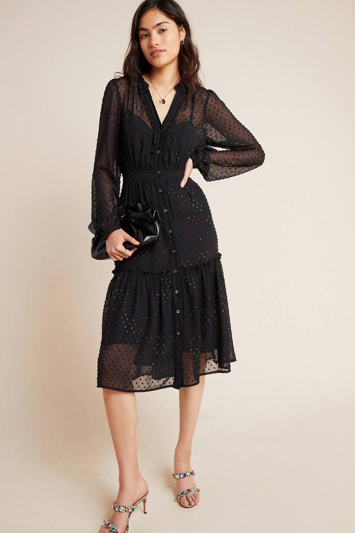 Anthropologie Audrey Clip Dot Shirtdress