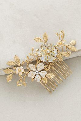 Anthropologie Brass Blossoms Comb