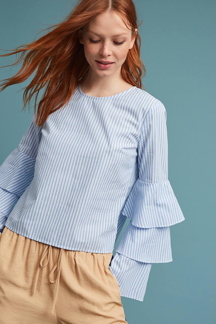 Anthropologie Ruffle Bell-sleeved Blouse