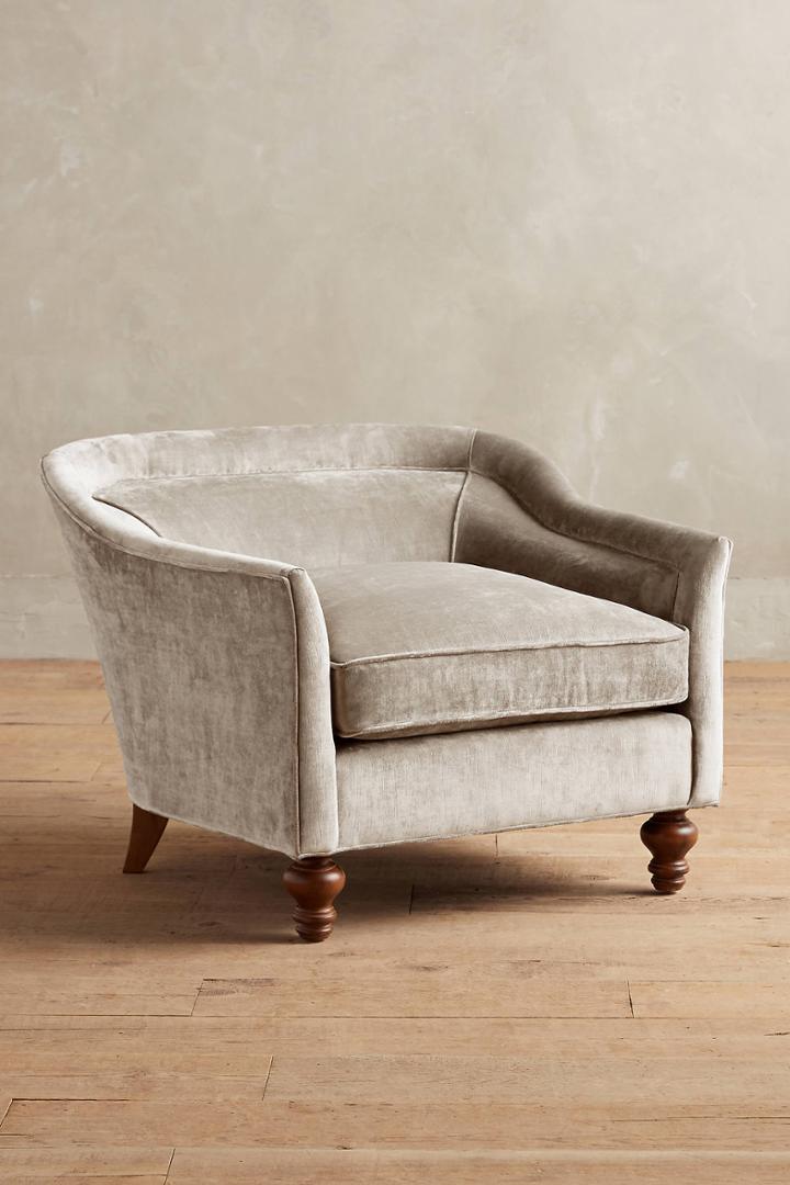 Anthropologie Slub Velvet Holloway Armchair