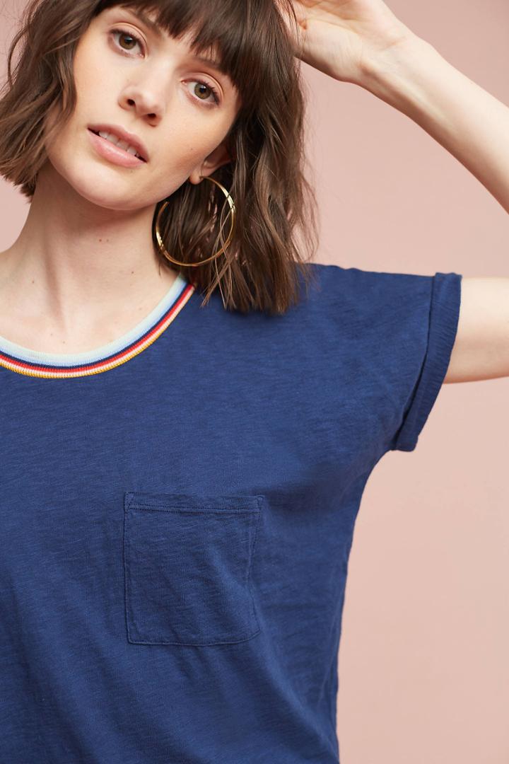 Velvet By Graham & Spencer Striped Neck Ringer Tee